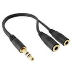 AKORD® Gold 3.5mm Headphone Splitter Jack Male to 2 Dual Female Cable lead audio Y-SPLITTER