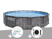 Kit piscine tubulaire Intex Baltik ronde 5,49 x 1,22 m + Kit d'entretien + Pompe ? chaleur