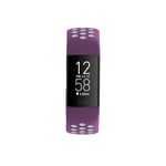 Hama Bracelet de rechange réglable pour Fitbit Charge 3 et Charge 4-22 mm - Bracelet de sport respirant pour remplacement - Bracelet de rechange en silicone et acier inoxydable - Violet et gris