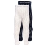 Ewers Baby strumpbyxor 2-pack polka dots med rosett marin/vit