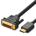 Ugreen DVI 24 + 1 stift (hane) till HDMI (hane) kabeladapter, FHD, 60Hz, 1,5 m - Svart