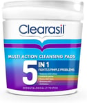Clearasil 5-In-1 Ultra Cleansing Salicylic Acid Pads, Pack of 65