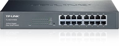 TP-LINK, nätverksswitch, 16-ports 10/100/1000Mbps, RJ45, svart