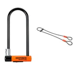 Kryptonite Evolution Long Shackle U-Lock with Flexframe Bracket Sold Secure Gold & Kryptoflex Cable with Double Loop Bike Lock Security, 10mm x 120cm, Silver/Orange