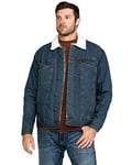 Wrangler Men's Western Style Lined Denim Jacket, Denim/Rustic Sherpa, S