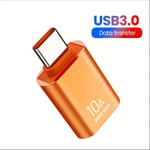NÖRDIC USB-A 3.1 OTG hunn- til USB C-hannadapter USB-C-adapter for synkronisering og lading aluminium oransje