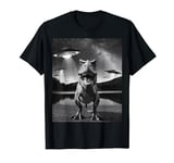 Weird Funny Alien Dinosaur Selfie with UFOs T-Shirt