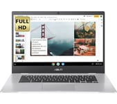 ASUS Flip CX1 15.6" Chromebook - Intel®Celeron, 128 GB eMMC, Silver, Silver/Grey