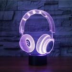 3D Led Lamp Headset Dj Illlusion Studiomusic Earphone 3D Led Night Light Headphone Colorful Desk Lamp Bedroom Decoration