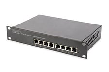 DIGITUS Commutateur PoE+ Gigabit Ethernet – 10 pouces – 8 ports – Unmanaged – IEEE 802.3at – puissance 80 Watt – noir