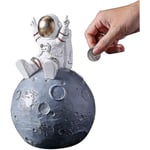 Spargris, astronautleksaker med planetsparbössa i harts, pengaburk för rymddekor, rymdmanspargrisar för pojkar, flickor och vuxna (röd)