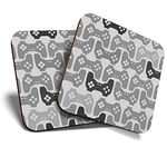 2 x Square Coasters - Gaming Controller Gamer Cork Backed Home Kitchen Accessory Tea Coffee Mug Mat #41048