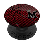 Lettre initiale M ballon de basket rouge coloré basket-ball PopSockets PopGrip Interchangeable