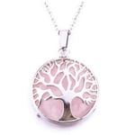 Halsband Livets Träd Rosenkvarts Tree Of Life Rostfri kedja multifärg