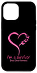iPhone 15 Plus Pink Butterfly Heart I'm a Survivor Breast Cancer Awareness Case