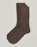 Amanda Christensen 3-Pack Supreme Wool/Cashmere Sock Brown Melange