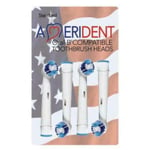 4 AMERIDENT STANDARD TOOTHBRUSH REPLACEMENT HEADS FOR ORAL-B ELECTRIC TOOTHBRUSH