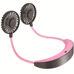 Big Shark Hanging Neck Fan Personal Wearable Fan,USB 3 Speeds 360 Degree Rotation Premium Headphone Design Mini Neckband Fan with Dual Wind Head for Sports Home Travel (Color : Pink)