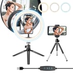 LELYFIT 8 Inch Selfie Ring Light with Tripod Stand & Cell Phone Holder, Mini LED Camera Ringlight for YouTube Video,Photography,Live Stream,Makeup, Compatible with IOS and Android