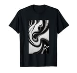 Liquid Swirl Abstract Pattern in Black and Cream T-Shirt