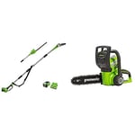 Greenworks Cordless Extension Hedge Trimmer Chainsaw Electric 2 in 1 40V + Cordless Chainsaw