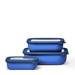 Mepal – Multi Bowl Cirqula 3-Piece Set – Food Storage Container with Lid - Suitable as Airtight Storage Box for Fridge & Freezer, Microwave Container & Servable Dish - 500, 1000, 2000ml - Vivid blue