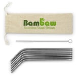 Bambaw - Sugrör i Rostfritt Stål + Diskborste 6-pack