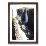 Big Box Art Africa Zambia Victoria Falls Waterfall Framed Wall Art Picture Print Ready to Hang, Walnut A2 (62 x 45 cm)