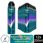 Sure Men Anti-perspirant Deodorant Active Dry 72H Nonstop Protection 250ml, 12PK