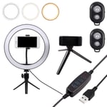 LED Ring Light Justech 10" Selfie Ring Light Desk Makeup Ring Light with Tripod Stand & Cell Phone Stand 3 Light Modes for Photography