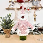 Garispace Cute Christmas Sweater Wine Bottle Cover Funny Handmade Knitting Wine Bottle Sweater Christmas Table Decorations Xmas Wine Bottle Sleeve Party Supplies,Pink