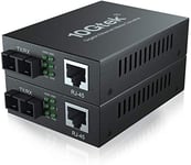 [2 Pack] Convertisseur de Média Gigabit Ethernet, Built-in 1Gb Multimode SC Transceiver, 10/100/1000M RJ45 à 1000Base-SX, jusqu'à 550m, European Power Adapter