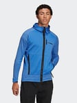 adidas Terrex Tech Flooce Hooded Hiking Fleece Jacket, Green, Size S, Women