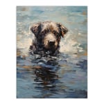 Labrador Retriever Swimming Claude Monet Style Dog Oil Painting Large Wall Unframed Art Poster Print Thick Paper 18X24 Inch
