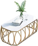 Home Accessories Table Furniture Living Room Coffee Table Nordic Sofa Tea Table Gold Metal Frame Marble End Table Small Apartment Office Decoration Rectangle