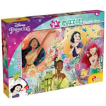 Lisciani - Disney Princesses Puzzle - 24 Pièces- pour Enfant dès 3 Ans- Puzzle avec Double Face à Colorier avec des Princesses Disney Dont Pocahontas, Blanche Neige, Ariel et Tiana