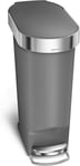 simplehuman CW1391 40L Slim Kitchen Pedal Bin with Liner Rim, Grey