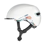 Abus Casque ABUS Urban HUD-Y - lumière LED arrière magnétique et rechargeable & fermeture magnétique - casque de vélo cool pour tous les jours - pour femmes et hommes - blanc, taille M