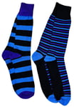 English Laundry Men Stripe Socks Black Purple & Blue 2 pack Shoe Size 6.5-12