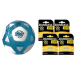 Smart Ball SBCB1B Football Gift for Boys Old Kick Up Counting Power Ball with Glow Lights and Sounds Training Kids, White and Blue with Duracell Specialty LR44 Alkaline Button Battery