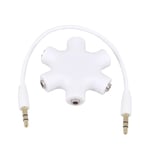 BOOBRIE 3.5mm Stereo Headphone Jack Multi Splitter 5-Way 6 Port Female Universal Adapter Audio Earphone Plug for Music Sharing Compatible with Mobile Phone/iPod/Laptop/PC/Headphones/Mp3(White)