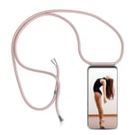 Case for Xiaomi Redmi 9C, Clear Case Necklace Adjustable Mobile Phone Chain Anti-fall Clear TPU Phone Cover Holder with Neck Strap Cord Lanyard- rose gold