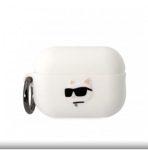 Karl Lagerfeld 3D Logo NFT Choupette Head Silikonfodral för AirPods Pro 2 White
