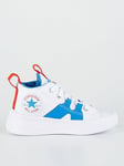 Converse Kids Unisex Ultra Mid Trainers - White/Blue, White/Blue, Size 2 Older