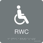 Taktil skylt "Rullstol WC" GrÃ¥