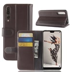Huawei P20 Pro - Fodral / plånbok i äkta läder Brun