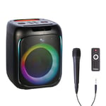 Ibiza - CUBE180-6.5"/16cm 180W battery powered speaker with wired microphone and light effect - Bluetooth, USB, MicroSD, TWS - Black