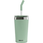 Sigg - Gobelet Isotherme Avec Paille en Verre Durable - Travel Mug Helia Milky Green - Avec Brosse De Nettoyage - Étanche - Sans BPA - En Acier Inoxydable 18/8 - Yoga & Sport en Salle - Vert - 0,45L