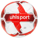 uhlsport Attack Addglue Ballon de Football Soccer Ballon d'entraînement - avec Nouvelle Technologie ADDGLUE - Blanc/Rouge/Argent - pour Jeunes et Actifs - FIFA Basic, 5