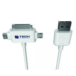 Tech 3-in-1 USB 2.0 Data Sync & Charge Cable 968 Apple 30pin Mini Micro USB
